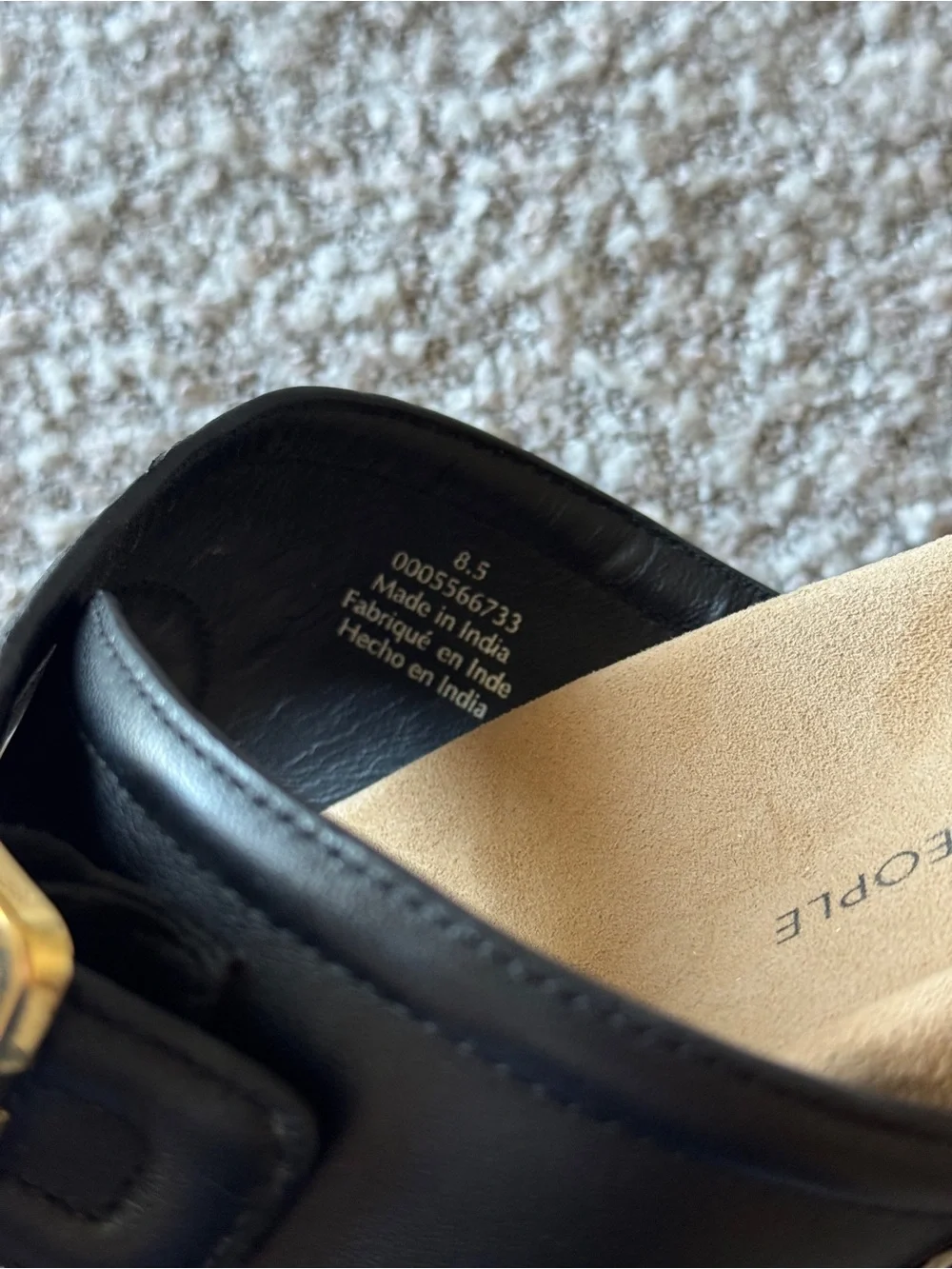 Free People Double Buckle Slide Sandals | Size 8.5 | Black + Gold